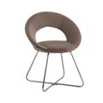 Lot de 4 Chaises Bubble Velours Moka Pieds Chromés