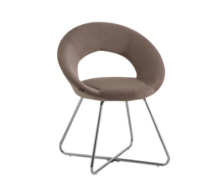 Lot de 4 Chaises Bubble Velours Moka Pieds Chromés