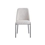 Lot 4 Chaises Salle à Manger Cali Tissu Effet Lin Beige Pieds Métal Noir 47x58,5x86,5cm