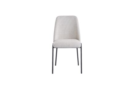 Lot 4 Chaises Salle à Manger Cali Tissu Effet Lin Beige Pieds Métal Noir 47x58,5x86,5cm