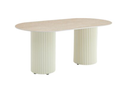 Table à Manger Keysha Céramique Travertin Pieds Beiges 180x90 cm