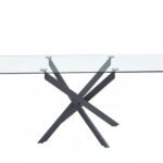 Table à Manger Jessica XXL Verre Trempé Métal Noir 180x90 cm