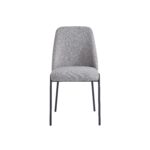 Lot 4 Chaises Salle à Manger Cali Tissu Effet Lin Gris Pieds Métal Noir 47x58,5x86,5cm