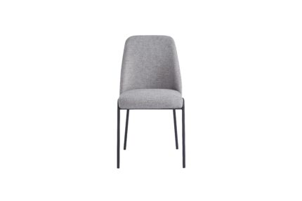 Lot 4 Chaises Salle à Manger Cali Tissu Effet Lin Gris Pieds Métal Noir 47x58,5x86,5cm