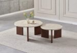 Tables Basses Gigognes Zora Travertin Noyer Vert