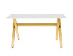 Table à Manger IXE Pieds Dorés Plateau Verre Trempé 150x90x75 cm