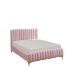Lit Faye Velours Rose 160x200 cm Sommier Inclus