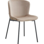 Lot 4 Chaises Salle à Manger Elen Velours Moka Pieds Métal Noir