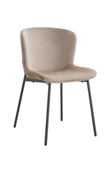 Lot 4 Chaises Salle à Manger Elen Velours Moka Pieds Métal Noir