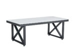 Table Basse Levanto Verre Trempé Marbré Blanc Métal Noir 120x60x45 cm