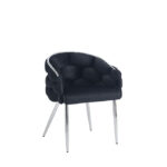 Lot de 2 Chaises Ballon Velours Noir Pieds Chrome