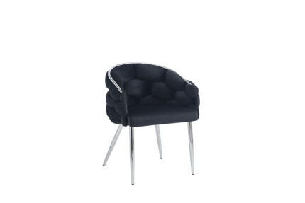 Lot de 2 Chaises Ballon Velours Noir Pieds Chrome