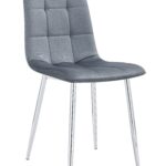 Lot de 4 chaises ELISA Velours & Pieds Chrome 42x55x87 cm