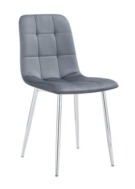 Lot de 4 chaises ELISA Velours & Pieds Chrome 42x55x87 cm