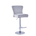Lot 2 Tabourets de Bar Gabrielle Velours Gris Pieds Chrome Hauteur Assise 65cm
