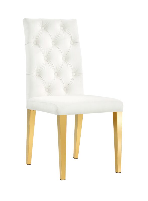 Lot de 2 Chaises Nevada Capitonnées Velours Écru Pieds Dorés