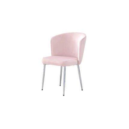 Lot de 4 Chaises Diana Velours Rose Pieds Chrome