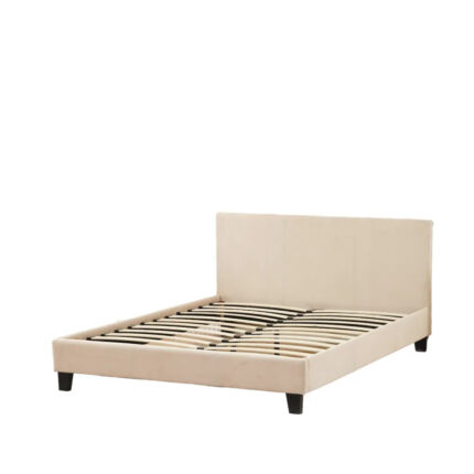 Lit Melbourne Velours Beige Sommier Intégré 160x200 cm