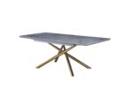 Table Extensible Zephir Pieds Dorés Céramique Marbre Gris 160/200 cm
