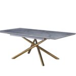 Table Extensible Zephir Pieds Dorés Céramique Marbre Gris 160/200 cm