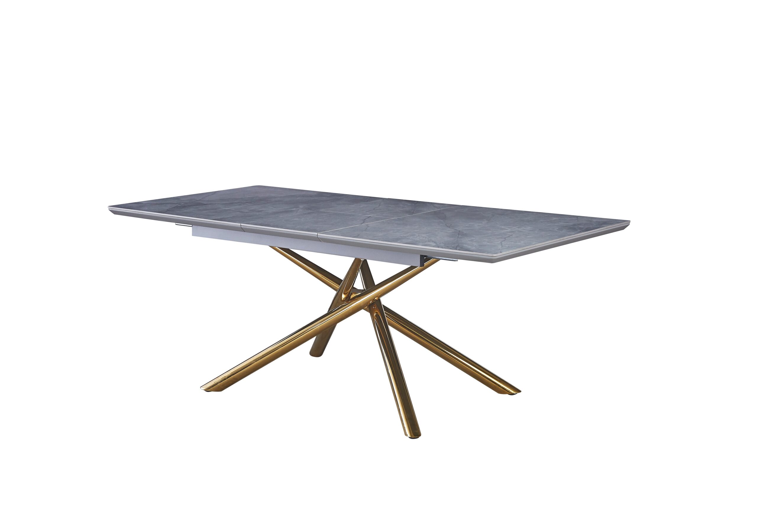 0 4360.jpg Table Extensible Zephir Pieds Dorés Céramique Marbre Gris 160/200 cm