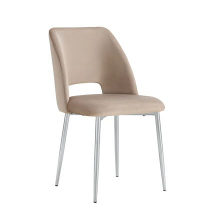 Lot de 4 chaises AVA Chrome en Velours - Taupe