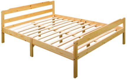 Lit David Bois Pin Naturel Sommier Inclus 140x190 cm