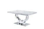 Table à Manger Trofy Verre Effet Marbré Blanc 180 cm