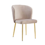 Lot de 4 Chaises Diana Velours Moka Pieds Dorés