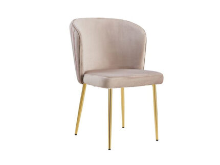 Lot de 4 Chaises Diana Velours Moka Pieds Dorés