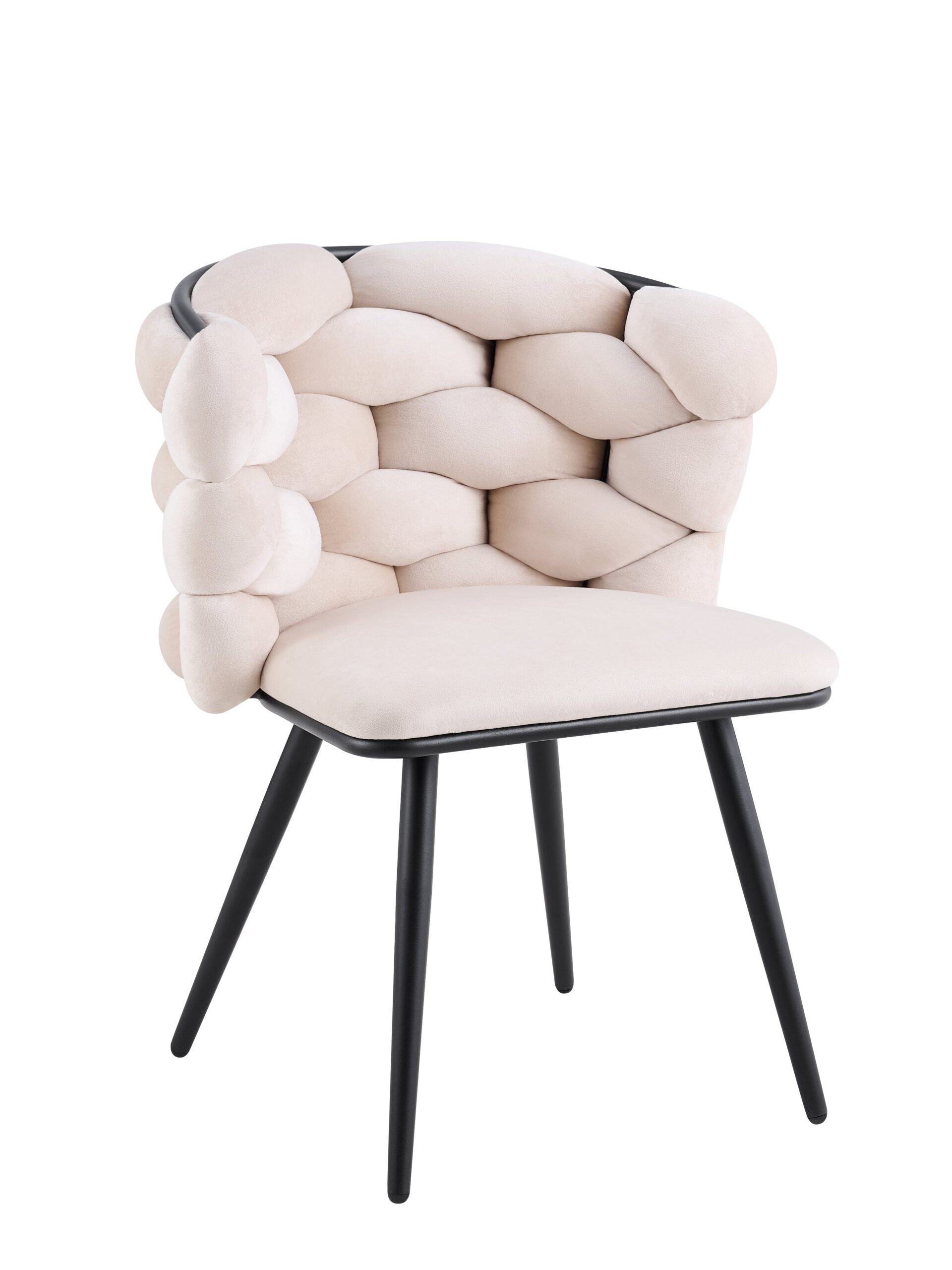 0 4383.jpg Lot de 2 Chaises Salle à Manger Tissu Beige Dossier Tressé 60x60x77 cm
