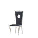 Lot de 4 Chaises Baroque Royal Simili Cuir Noir Pieds Chrome