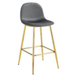 Lot 2 Tabourets de Bar Scandinave Velours Anthracite Pieds Gold 47,5x43x100cm