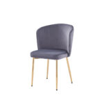 Lot de 4 Chaises Diana Velours Anthracite Pieds Dorés