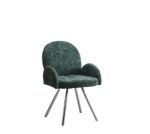 Lot 2 Chaises Salle à Manger Elisa Velours Vert Sapin Pieds Chrome 42x55x87cm