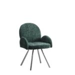 Lot 2 Chaises Salle à Manger Elisa Velours Vert Sapin Pieds Chrome 42x55x87cm