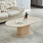 Table Basse Inaya Ovale Travertin Scandinave Vert