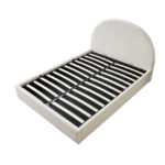 Lit Double Coffre Valentina Tissu Doudou Blanc 180x200 cm Rangement