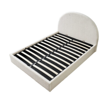 Lit Double Coffre Valentina Tissu Doudou Blanc 180x200 cm Rangement