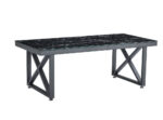 Table Basse Levanto Verre Trempé Marbré Noir Métal Noir 120x60x45 cm
