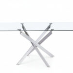 Table à Manger Jessica XXL Verre Trempé Transparent Pieds Chrome 180x90x75 cm