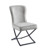 Lot 4 Chaises Salle à Manger Gabrielle Velours Gris Capitonné Pieds Métal Noir