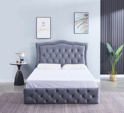 Cadre de Lit Double Trend Velours Gris 140x190 cm