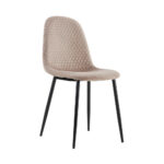 Lot 4 Chaises Salle à Manger Scandinave Alvéole Velours Taupe Pieds Métal Noir