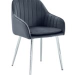 Lot de 2 Chaises Pams Velours Anthracite Pieds Chrome 45x46x82 cm