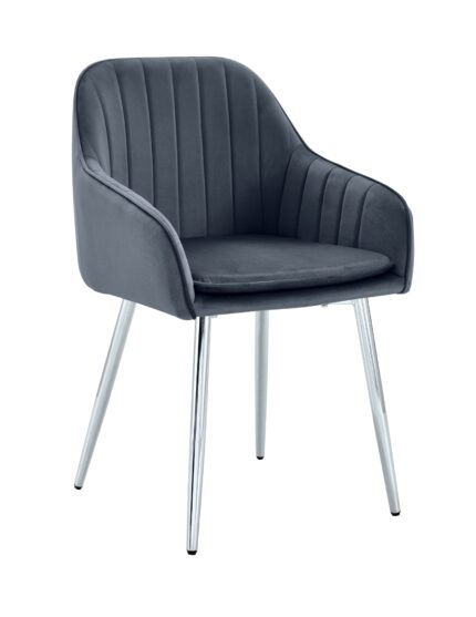 Lot de 2 Chaises Pams Velours Anthracite Pieds Chrome 45x46x82 cm