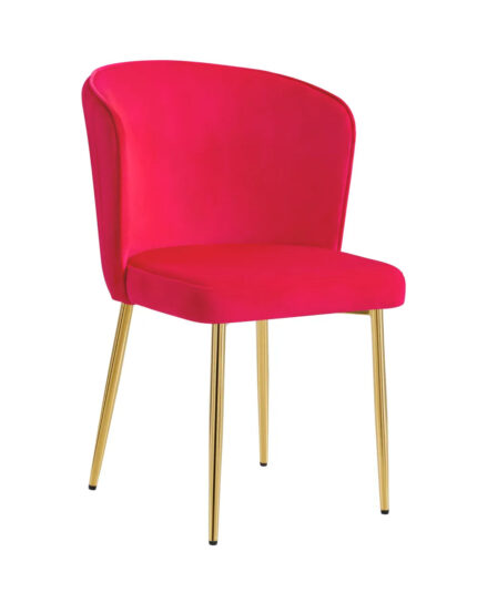 Lot de 4 Chaises Diana Velours Fushia Pieds Dorés