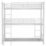 Lit Superposé Triple Métal Blanc 3 Couchages 90x190 cm