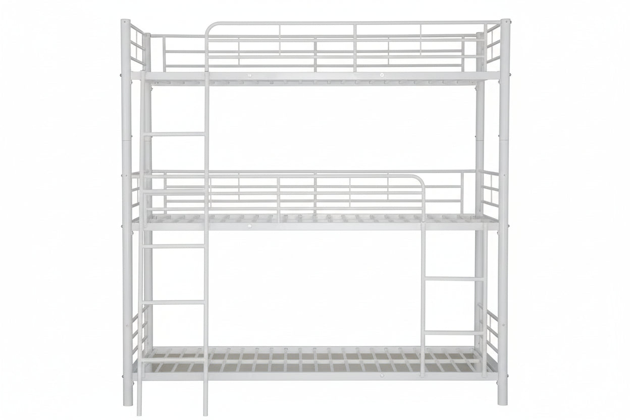 0 4457.jpg Lit Superposé Triple Métal Blanc 3 Couchages 90x190 cm
