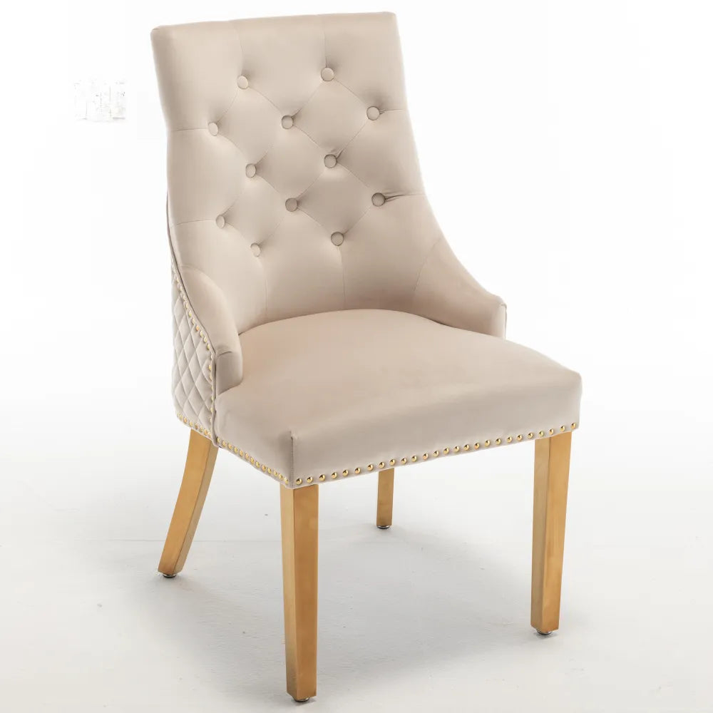 0 4464.jpg Lot de 2 chaises ANNEAU mattelassée et cloutée Gold velours - Beige